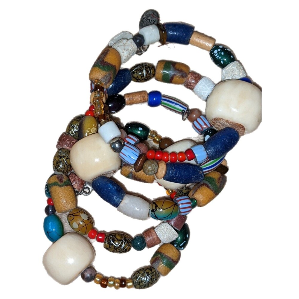 Handmade Wraparound Bracelet Memory Wire A variety of beads. Boho Tribal